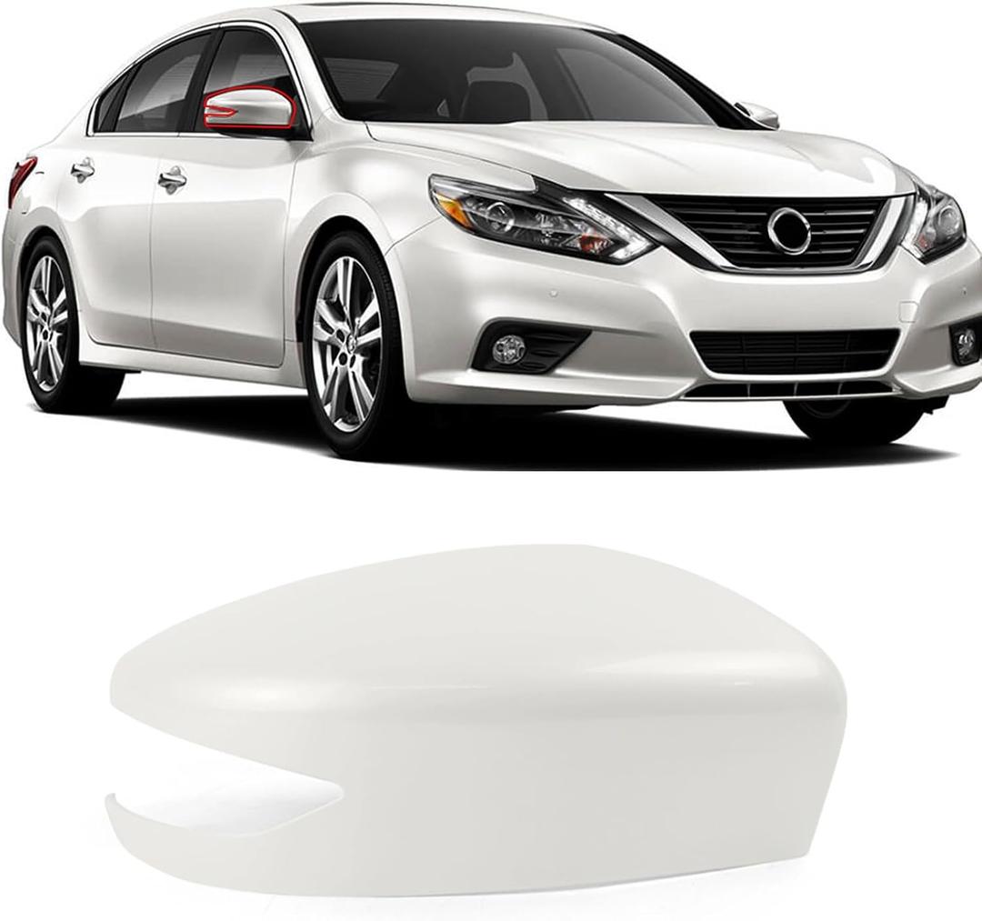 Moonlinks Compatible with Nissan Altima 2013-2018, Sentra 2013-2019 Right Side Mirror Cover Replacement, White Exterior Passenger Side Door Rear view Side Mirror Cap Cover WITH Signal Light (Right White)