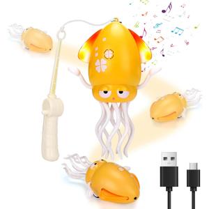 2 x BUSOHA Dancing Octopus Toy Electric Crawling Octopus Music Toys with Light Up and Smart Sensor,Gift for New Mom,Friend,Family,Yellow