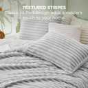 Bedsure Comforter Set Queen Size - GentleSoft 3 Pieces Double-Side Fleece Fluffy Light Grey Comforter Set, Cozy Striped Room Decor Aesthetic, Luxury Bedding Queen Size, 2 Pillowcases, 90x90 Inches