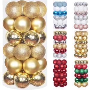 Gold Christmas Balls Ornaments for Xmas Tree, 30Pcs 60mm Shatterproof Christmas Tree Decorations, 2.36" Hanging Balls Christmas Baubles, Xmas Ball Decorations Set, Christmas Tree Baubles Garland Decor