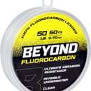 Beyond Fluorocarbon Leader Fishing Line - 100% Pure Fluorocarbon Leader Material - Highly Abrasion Reistant - Invisible Underwater- Shock Resistant - Incredible Knot Strength 50 Yard Spool