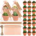 MTLEE 24 Pcs Succulent Tealight Candles - Bulk Baby Shower & Party Pack with Terracotta Pot, Organza Bag, Tags, Twine