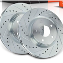 Front Brake Kit, Drilled and Slotted Brake Rotors Brake Pads Compatible with Rogue 2008 2009 2010 2011 2012 2013 001