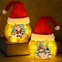 Yinhua Christmas Decorations Indoor, 2 PCS 4" Light Up Christmas Tree Crackle Glass Balls, Lighted Deer Santa Snowman Globe Light with Timer, Xmas Centerpieces for Tables Mantel Fireplace Gift