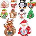 Syhood 30 Set Christmas Candy Dome Holder Cards Xmas Candy Treat Holder Clear Plastic Ornaments Shaker Cards Pouches Chocolate Holder for Party Favors DIY Gift Rewards School Supplies