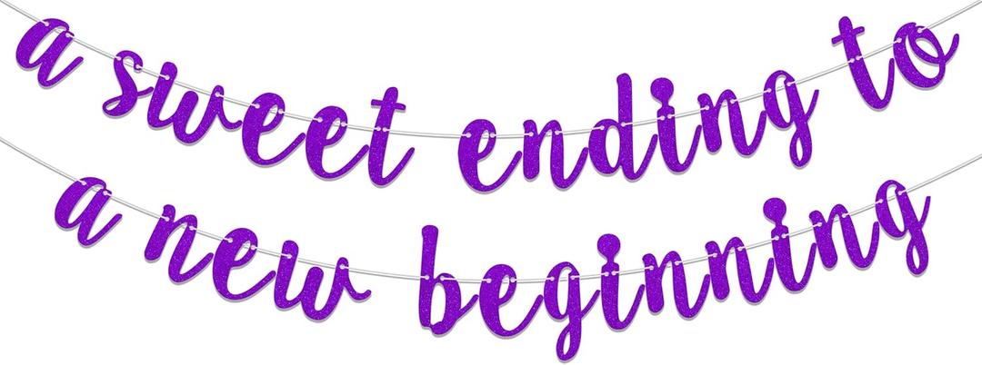 A Sweet Ending to A New Beginning Banner - New Job Decorations - 2025 Graduation Party Decorations Purple