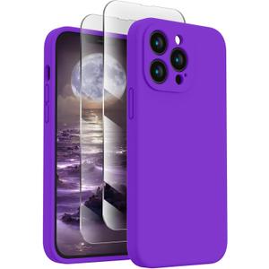 FireNova Designed for iPhone 13 Pro Case, Silicone Upgraded [Camera Protection] Phone Case, Soft Anti-Scratch Microfiber Lining Inside, 6.1 inch, Neon Purple
