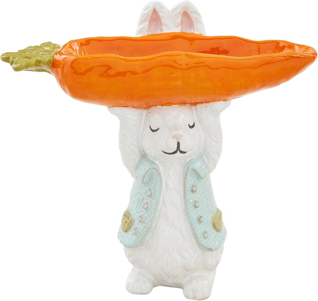 Mud Pie Bunny Carrot Candy Pedestal; 7" x 7"