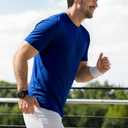 Men's Short Sleeve T-Shirt - Crew Neck Solid Color Quick-Dry Fabric, Navy Blue, L