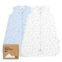 2-Pack Baby Sleep Sacks, Zipper Wearable Blanket -0.5TOG Organic Cotton,Lightweight,Soft Cozy Infant Sleeping Sack 3-6 months,Easy to Wear Small Newborn Transition Swaddles Sleepsacks(ABC Land Sky, S)