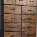 WLIVE Tall Dresser for Bedroom, Fabric Dresser Storage Tower, Chest of Drawers Organizer Unit with 11 Drawers, Storage Cabinet, Hallway, Closets, Steel Frame, Wood Top
