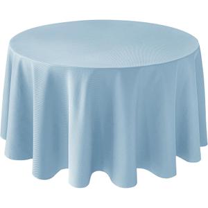 Biscaynebay Textured Fabric Round Tablecloths 90", Light Blue Water Resistant Washable Table Cloths Circle Folding Table Covers Linen for Dining, Kitchen, Wedding, Parties etc.
