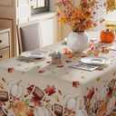XCHI Fall Pumpkin Football Maple Leaves Tablecloth Square Washable Table Covers for Home Party Decorations 60x60 Inch