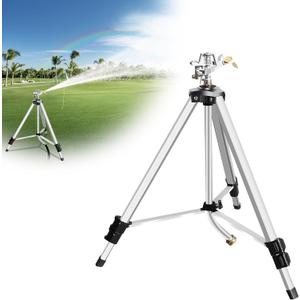 Heavy Duty Impact Sprinkler on Tripod Base,36 Inch Tripod Sprinkler with Brass Nozzle for Yard Large Area,Extra Tall 360 Degree Rotating,Waters Up to 80 Ft,Legs Extend Up to 36"