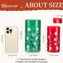 Christmas Hurricane Glass Candle Holders: Glasseam Red Green Candle Holders for Pillar Candles Silver Snowflake Decorations Large Cylinder Vases for Floating Candles Table Centerpiece