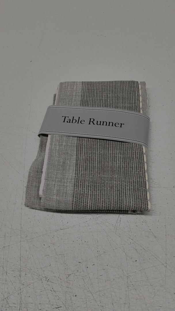  Stripe Woven Table Runner, 13x72-inch, Grey (13x72" (13x77.5, Fringe Included))