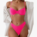 SweatyRocks Women's 2 Piece Bikini Set Spaghetti Strap High Cut Push Up Underwire Swimsuit, Large