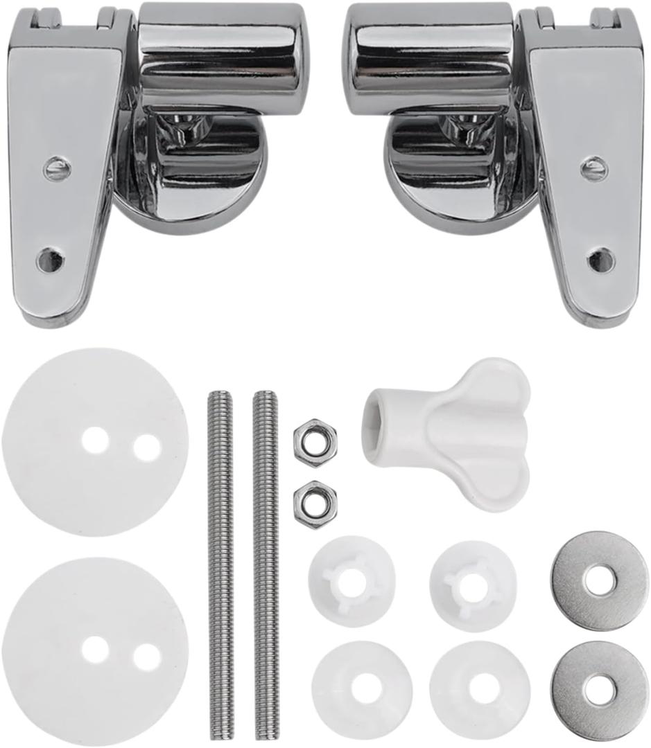 Soft Close Toilet Seat Hinges, Toilet Lid Hinge Set with Screw, Chrome Toilet Base Replacement Fittings Hinge Seat Parts, 115 to 75 Fast, 75 to 0 Slow