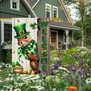 Spring St Patricks Day Garden Flag 12x18inch Double Sided Burlap The Squirrel Lucky Shamrock Garden Flags Happy St. Patrick's Day For Outdoor Yard Patio Lawn Decor,Green Hat with Clovers Gold Coin Pot Welcome Outside Decorations Banner (RMQ88D, 28"X40")