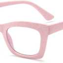 Oprah Style Square Reading Glasses Blue Light Blocking for Women Ladies Computer Readers Z05 (Pink)