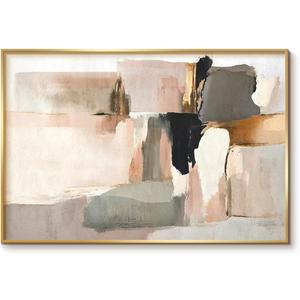 InSimSea Large Wall Art Metal Framed Abstract Minimalist Room Decor Aesthetic Canvas Print Artwork Modern Boho Wall Pictures Gold and Pink Paintings for Bedroom Living Room Gallery Bathroom 24x36in (36L" x 24W", Geometric Concerto)