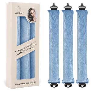 Overnight Heatless Hair Curler Blowout Rods Jumbo Satin Flexi Rods for Heatless Overnight Curls, Soft No-Heat Hair Styling Tools for All Hair Types, 3pcs Blue