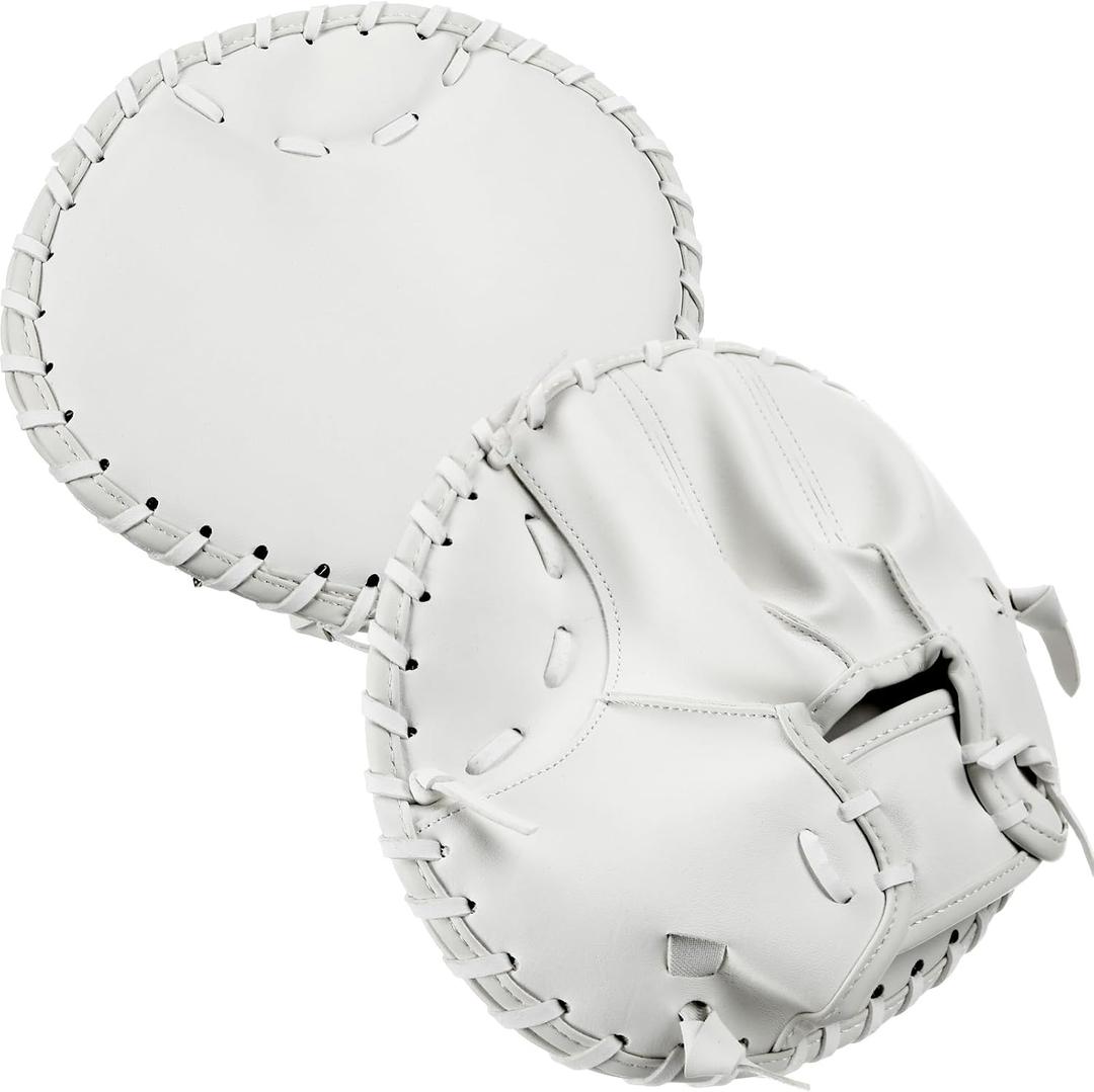 VioraWhite Pancake Baseball and Softball Training Glove - Flat & Soft Premium PVC Fielding Gear for Left-Hand Throw, Great Choice for Teens