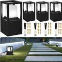 Gardencoin Landscape Bollard Lights Outdoor, Low Voltage 12V LED Pathway Lighting, Modern Post Lantern Wired, Aluminum Waterproof Floor Pillar Lighting with 5W 5000K E26 Bulb, 4 Pack