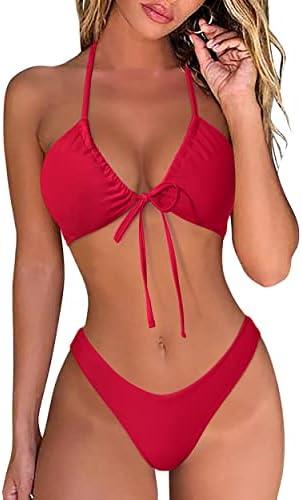 OMKAGI Women Sexy Thong Bikini Swimsuit Set Push Up String Brazilian Bathing Suits, Size L