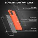 X-belmox Heavy Duty Case for iPhone 12/12 Pro, 3-Layers Military Drop Protection Phone Case [Tempered Glass Screen Protector] Shockproof Rugged Case Cover for iPhone 12 Pro 6.1 Inch - Black/Orange