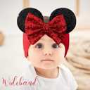 choicbaby Baby Girl Headbands Mouse Ears Headwrap with Sequin Polka Dot Bow Soft Stretchy Nylon Hair Bands for Newborn Infant Baby Toddler Girls- Pack of 4