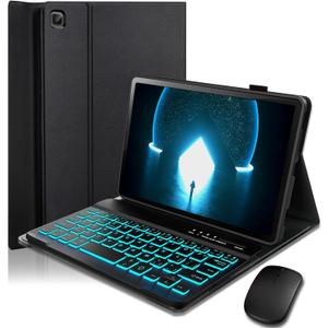 Keyboard Case for Samsung Galaxy Tab A7 Lite 8.7 inch 2021 Cover - 7 Color Backlit Detachable Magnetic Keyboard with Mouse - Black