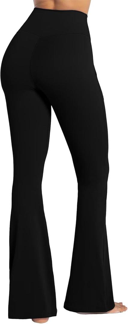 Sunzel Women's Crossover Flare Leggings with Pockets High Waist Yoga Pants High High Workout Gym Bootcut Leggings (X-Large, Black)