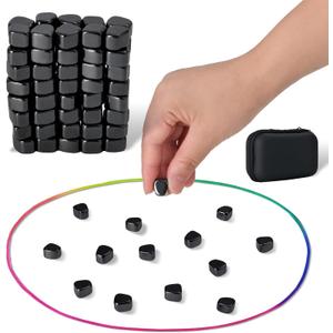 Magnetic Chess Game with 80 Travel-Stones, Magnet Game,Magnet Rocks Desk Stress Relief Toy and Fidget Toys Adults,Holiday Stocking Stuffer, Stress Relief Present (Black)