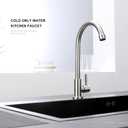 Cold Water Only Kitchen Faucet, Solid Stainless Steel Bar Deck Mount Cold Faucet for Outdoor Sink with Supply Line