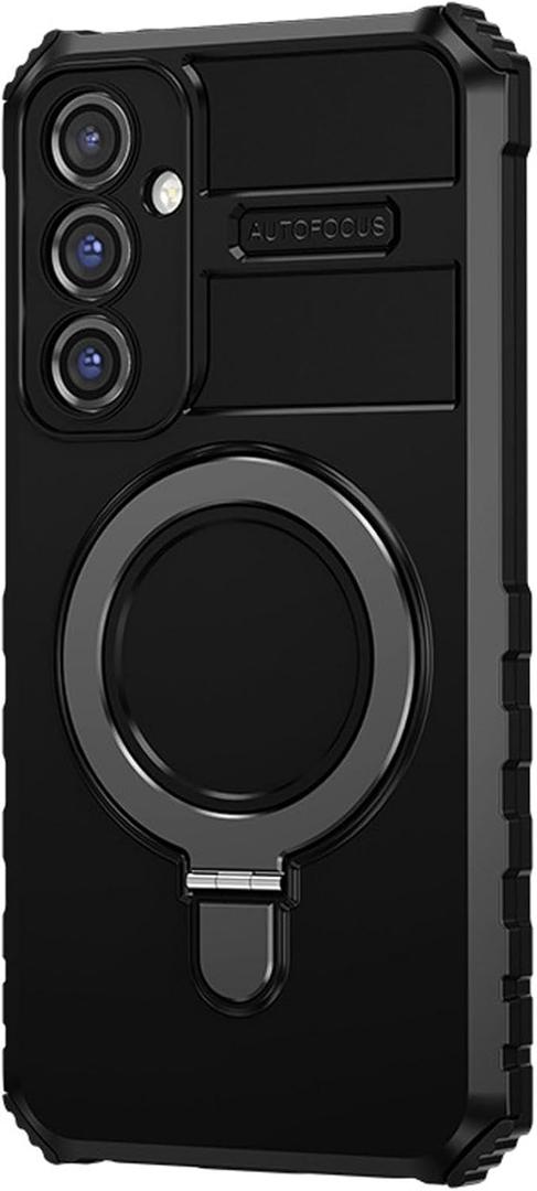 LXURY Magnetic Case for Samsung Galaxy S23 Ultra/S23 Plus/S23, Wireless Charging Cover with Hidden Kickstand Shell,Black,S23 6.1''
