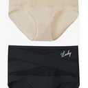 Lucky Women's High Waisted Underwear Postpartum Stretch Full Coverage Breathable Briefs 3 Packs Panties, Beige/Black, XXL