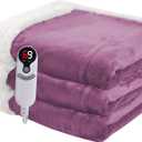 Heated Blanket Electric Blanket Full Size 72''x84'' with 9 Heating Levels, 110 Hour Auto Shut Off, Machine Washable, Flannel & Sherpa Soft Warming Blanket for Couch, Bed, Office  Purple