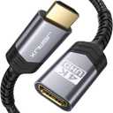 HDMI Extension Cable 3.3FT, JSAUX 4K 60Hz High Speed HDMI Extender Cord Male to Female Adapter Connector (HDR HDCP 2.2), Compatible with Roku TV Streaming Stick, Bluray Player, HDTV, Laptop, PC - Grey