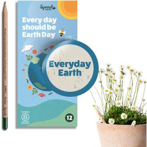 SproutWorld Wood-Cased Pencils | EVERYDAY EARTH | HB Pre-Sharpened Graphite Plantable Wooden Pencils with Flower, Herb & Vegetable Seeds |Gift Ideal for Drawing, Sketching & Shading | 12 Pack