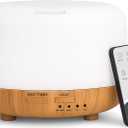 Aromatherapy Essential Oil Home Diffuser with Remote Control, 300ML Large Room Cool Mist Air Humidifier, 8 Hours Quiet Operation, Timer, 7 Colors LED Night NightSuitable Home,Yoga. (Yellow Wood Grain)