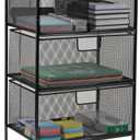 Mind Reader Cart with Drawers, Multipurpose Office Organizer, Utility Cart, Rolling Storage, Metal Mesh, Black