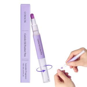 CORACIK Ceramic Cuticle Pusher & Oil Pen - 2ml Lavender Fragrance Nail Care Tool | Tool for Damaged Nails, Removes Cuticles & Hangnails, Moisturizes & Brightens (Purple)
