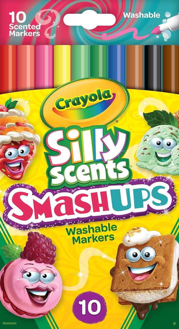 Crayola Silly Scents Fine Line Markers, Smash Ups Scented Markers, 10 Count