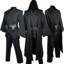 Men's Costume Robe Adult Male Tunic Costume Hooded Uniform Full Set Halloween Cosplay Cloak (XX-Large)