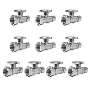 Pack of 10 EFIELD 1/2" FIP Iron Pipe x 3/8" Compression Chrome 1/4-Turn Straight Stop Water Shut-off Ball Valve,(VALVE057-10PCS)