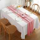 2 Pack 10 Ft Chiffon Table Runner Blush Pink Gauze Long Table Runners 27x120 Inches Sheer Tulle Table Runner for Rustic Wedding Reception Bridal Shower Decorations Birthday Party