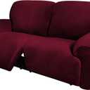 ULTICOR Extra Wide 75" - 100", Reclining 2 Seater Sofa, Extra Wide Reclining Love Seat Slipcover, 6-Piece Velvet Stretch, Reclining Sofa Covers, Thick, Soft, Washable (Burgundy - Wine)