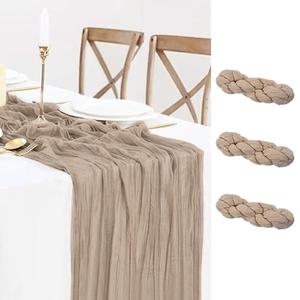 2 Pack Nude Cheesecloth Table Runner, 10ft Light Brown Runner for Table Romantic Boho Sheer Table Runner for Baby Shower Wedding Bridal Birthday Party Table Decor