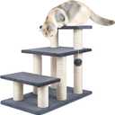 SOCATER Dog Stairs, Cat Scratching Post 3 Steps Stairs for Cats and Dogs, Stable 20 inch Pet Stairs for High Beds & Sofas Protect Pet's Joints, Grey